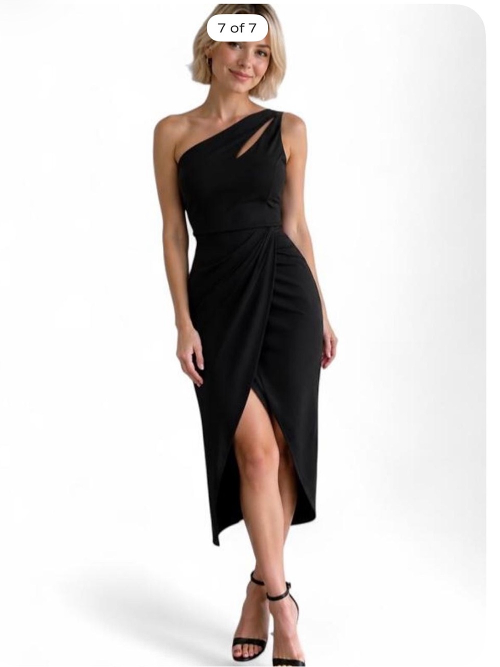 Zalalus cocktail asymmetrical with waist ruching Black Dress size Large